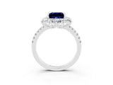 White gold Princess Cut Cut Diamond Floral Halo Pave Band with Prong Setting_3