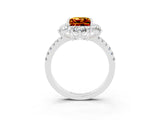 White gold Princess Cut Cut Diamond Floral Halo Pave Band with Prong Setting_3