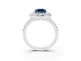 White gold Princess Cut Cut Diamond Floral Halo Pave Band with Prong Setting_3