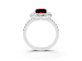 White gold Princess Cut Cut Diamond Floral Halo Pave Band with Prong Setting_3