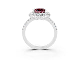 White gold Princess Cut Cut Diamond Floral Halo Pave Band with Prong Setting_3