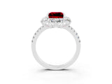 White gold Princess Cut Cut Diamond Floral Halo Pave Band with Prong Setting_3