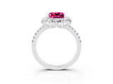 White gold Princess Cut Cut Diamond Floral Halo Pave Band with Prong Setting_3