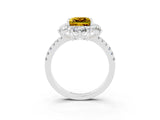 White gold Princess Cut Cut Diamond Floral Halo Pave Band with Prong Setting_3