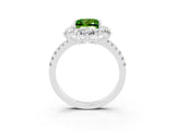 White gold Princess Cut Cut Diamond Floral Halo Pave Band with Prong Setting_3