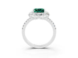 White gold Princess Cut Cut Diamond Floral Halo Pave Band with Prong Setting_3