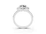 White gold Princess Cut Cut Diamond Floral Halo Pave Band with Prong Setting_3