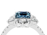 White gold Princess Cut Cut Diamond Floral Halo Pave Band with Prong Setting_4