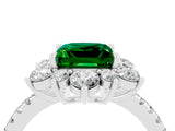 White gold Princess Cut Cut Diamond Floral Halo Pave Band with Prong Setting_4
