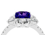 White gold Princess Cut Cut Diamond Floral Halo Pave Band with Prong Setting_4