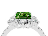 White gold Princess Cut Cut Diamond Floral Halo Pave Band with Prong Setting_4