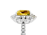 White gold Princess Cut Cut Diamond Floral Halo Pave Band with Prong Setting_5