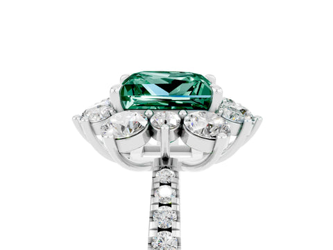 White gold Princess Cut Cut Diamond Floral Halo Pave Band with Prong Setting_5