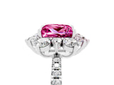 White gold Princess Cut Cut Diamond Floral Halo Pave Band with Prong Setting_5