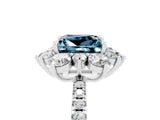White gold Princess Cut Cut Diamond Floral Halo Pave Band with Prong Setting_5