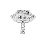 White gold Princess Cut Cut Diamond Floral Halo Pave Band with Prong Setting_5