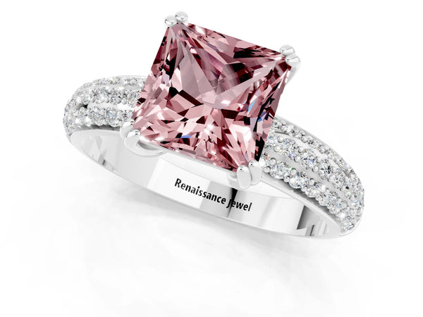 White gold Princess Cut Cut Diamond Milgrain Marquise Band with Prong Setting