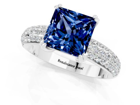 White gold Princess Cut Cut Diamond Milgrain Marquise Band with Prong Setting_1