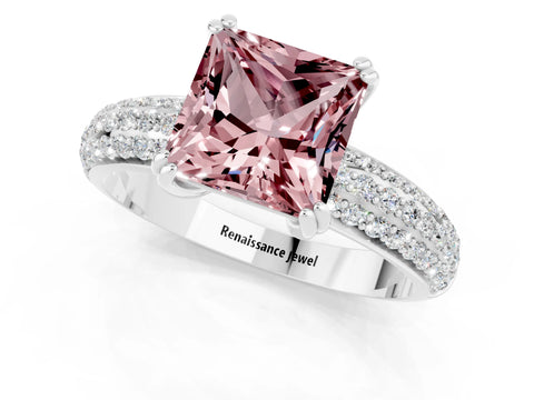 White gold Princess Cut Cut Diamond Milgrain Marquise Band with Prong Setting_1