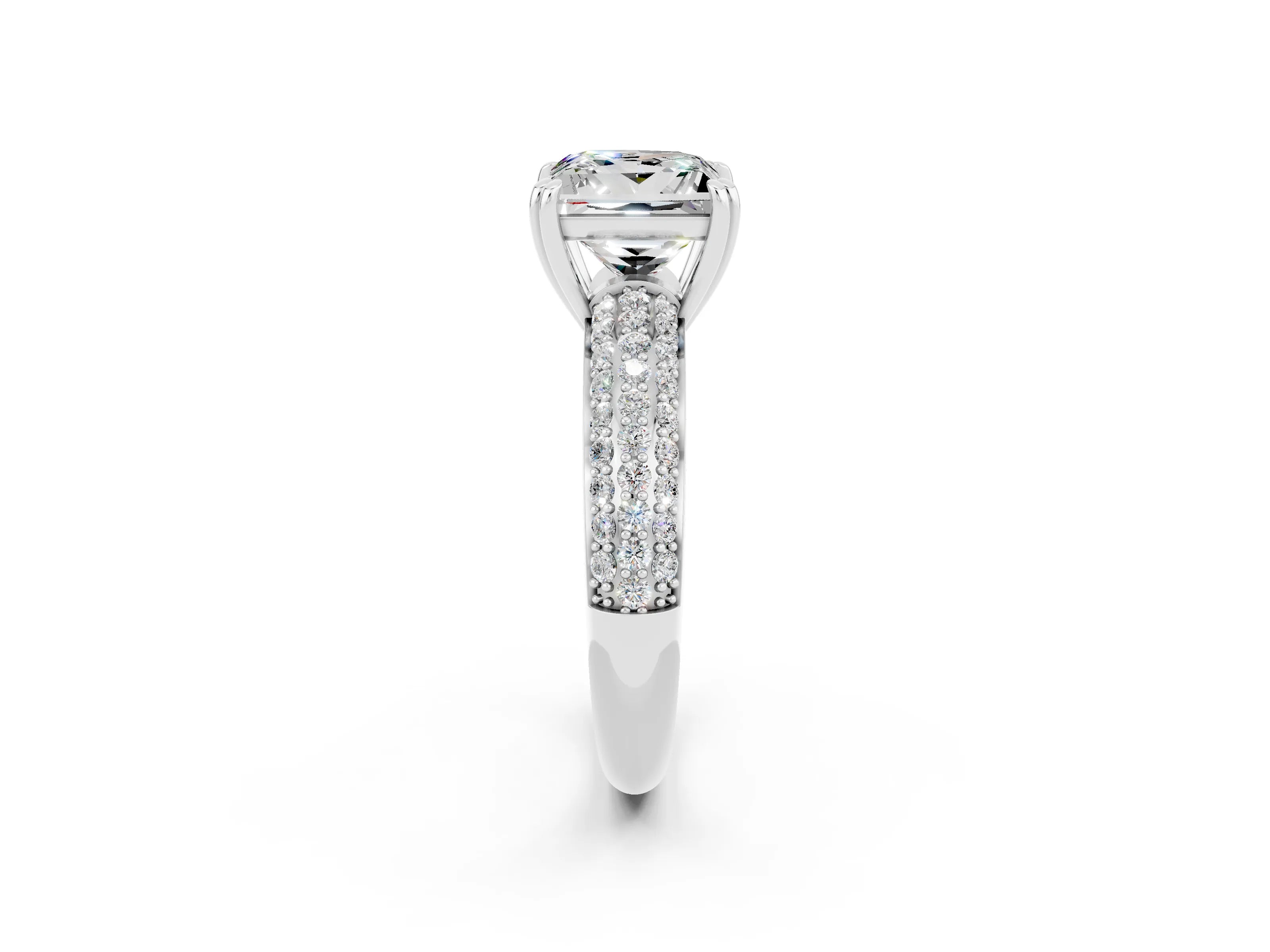 White gold Princess Cut Cut Diamond Milgrain Marquise Band with Prong Setting_2