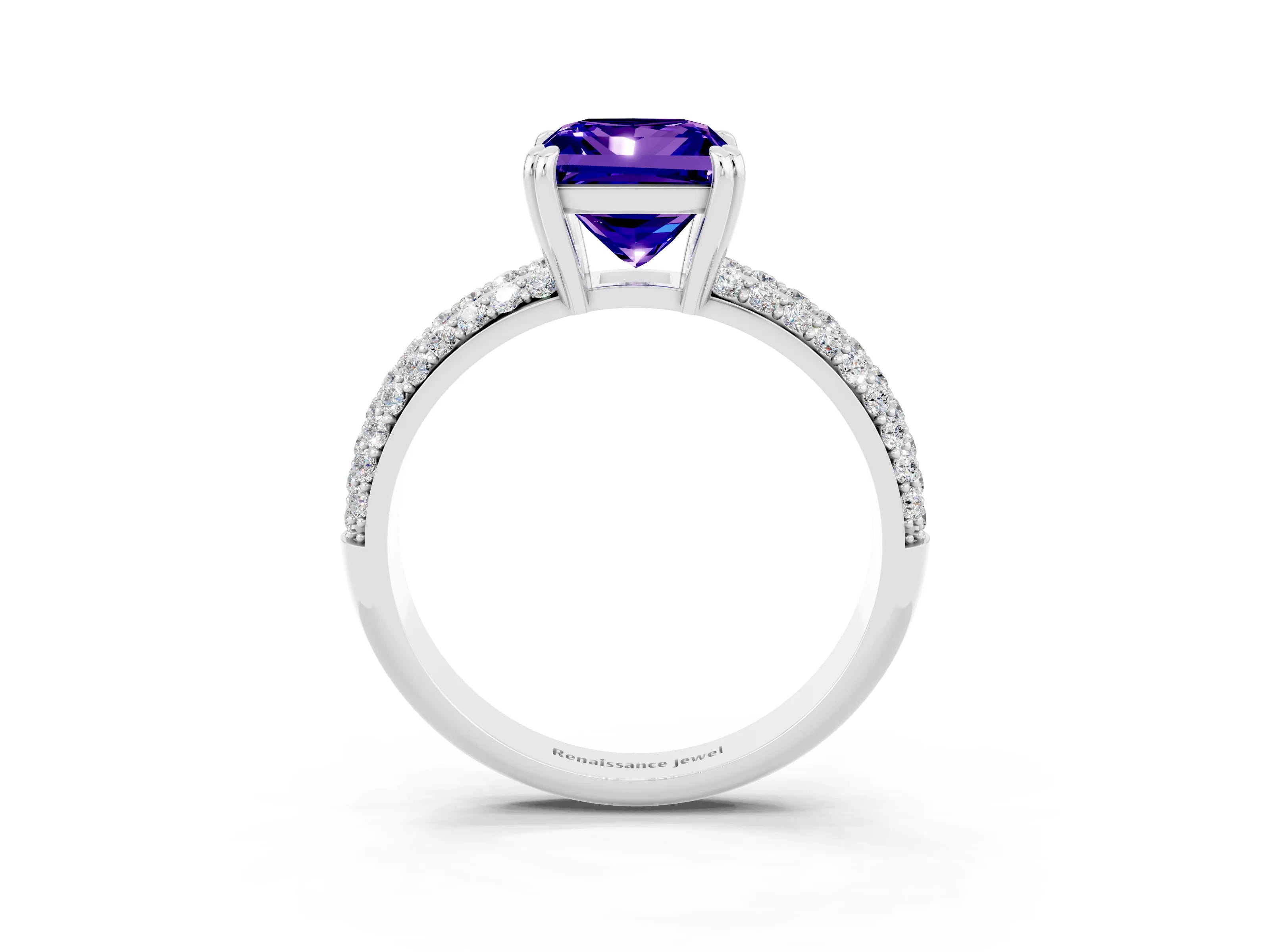 White gold Princess Cut Cut Diamond Milgrain Marquise Band with Prong Setting_3