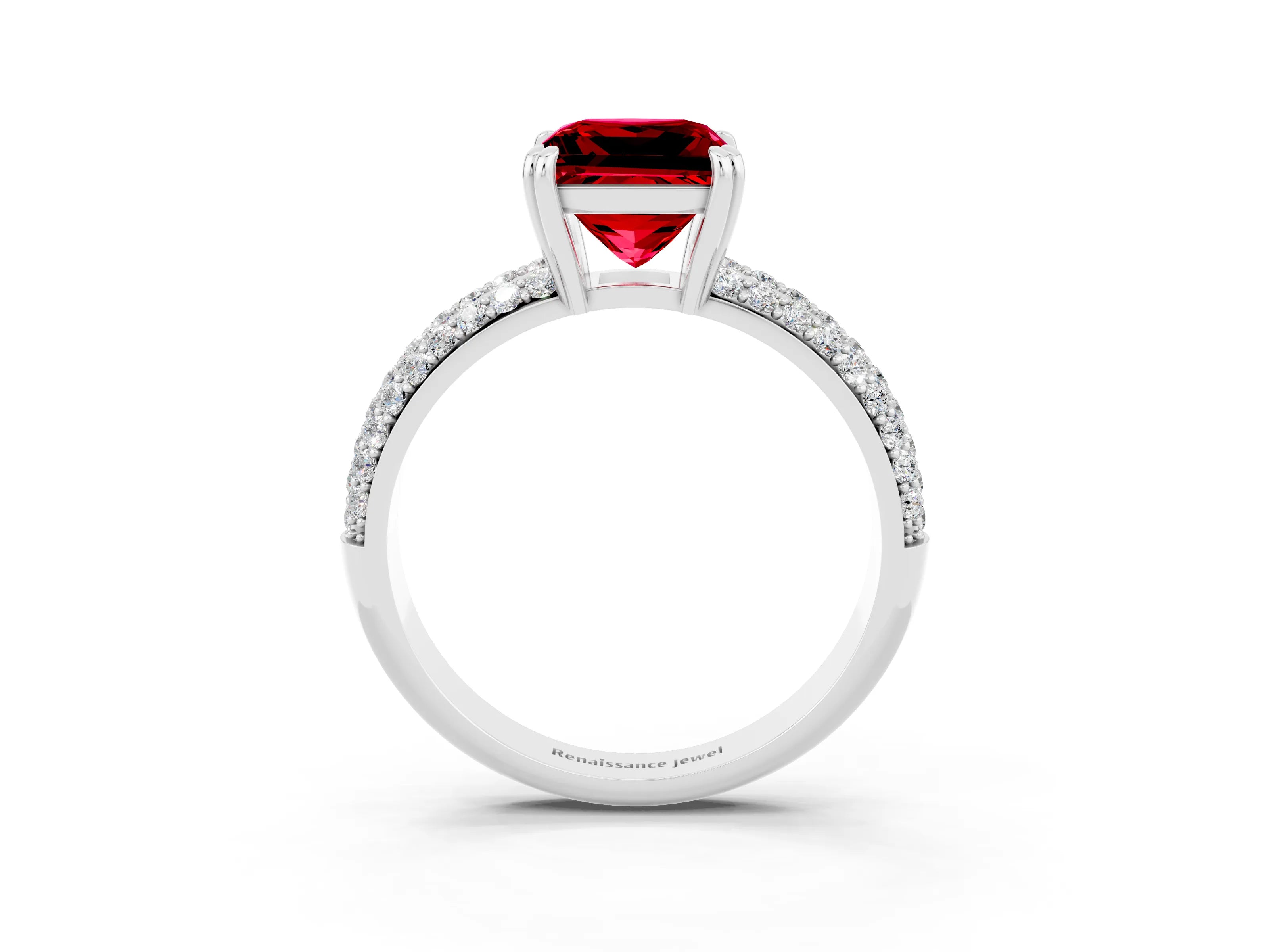 White gold Princess Cut Cut Diamond Milgrain Marquise Band with Prong Setting_3