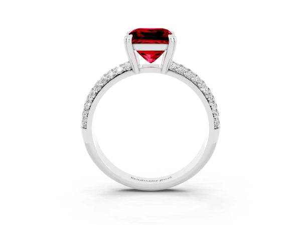 White gold Princess Cut Cut Diamond Milgrain Marquise Band with Prong Setting