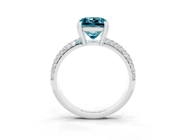 White gold Princess Cut Cut Diamond Milgrain Marquise Band with Prong Setting