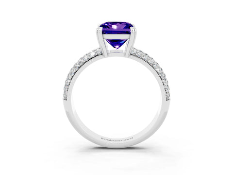 White gold Princess Cut Cut Diamond Milgrain Marquise Band with Prong Setting_3