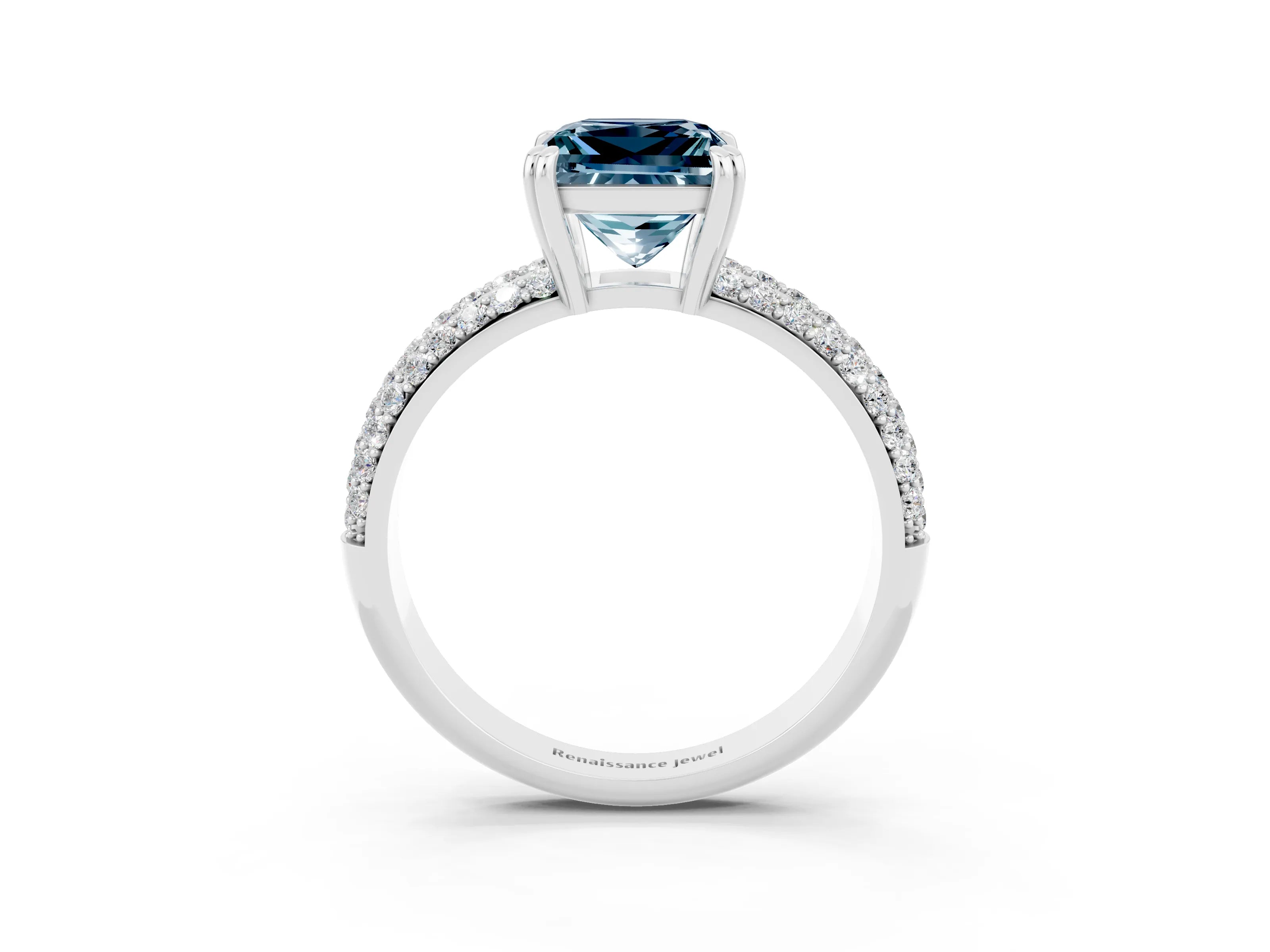 White gold Princess Cut Cut Diamond Milgrain Marquise Band with Prong Setting_3