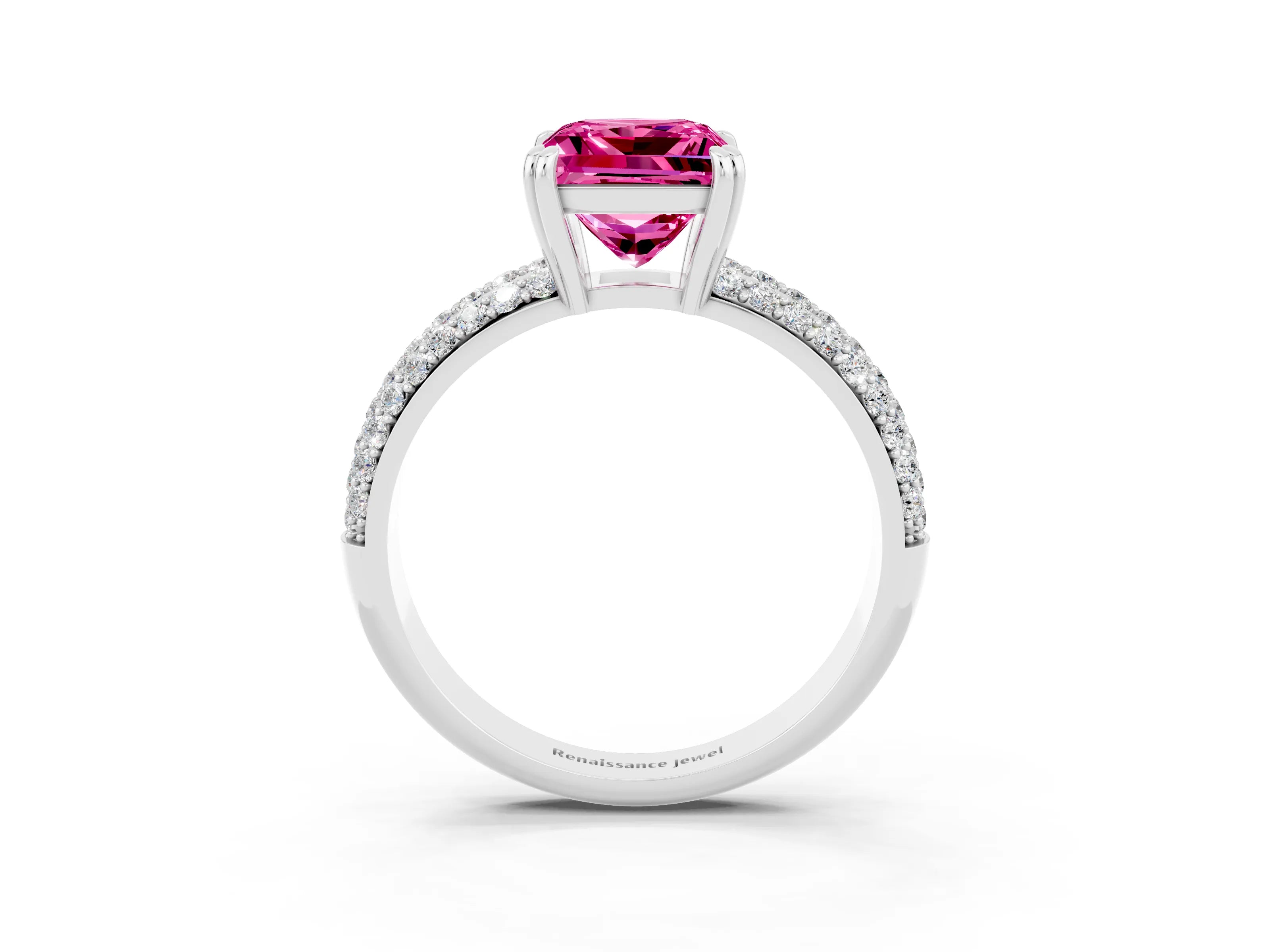 White gold Princess Cut Cut Diamond Milgrain Marquise Band with Prong Setting_3