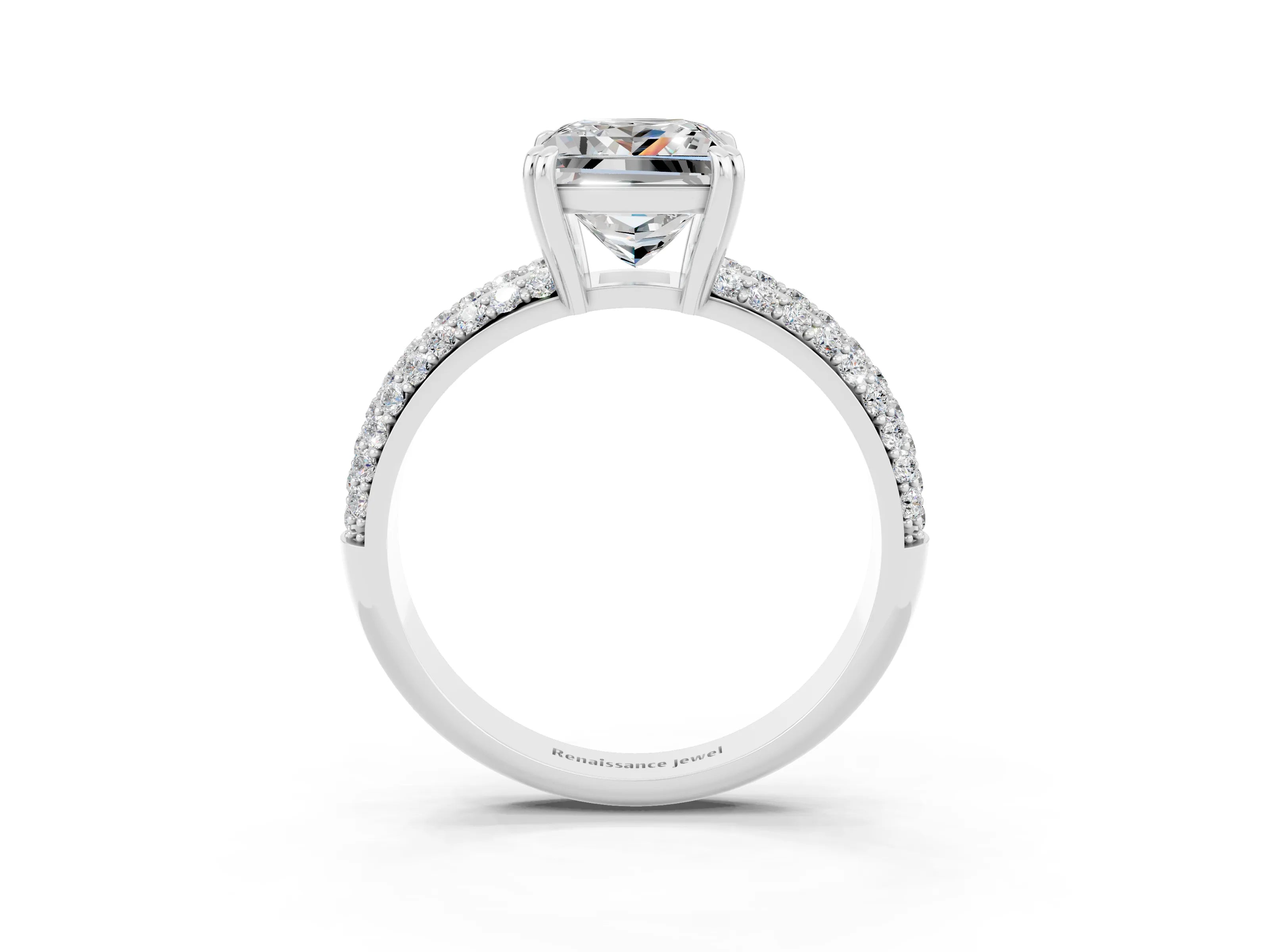 White gold Princess Cut Cut Diamond Milgrain Marquise Band with Prong Setting_3
