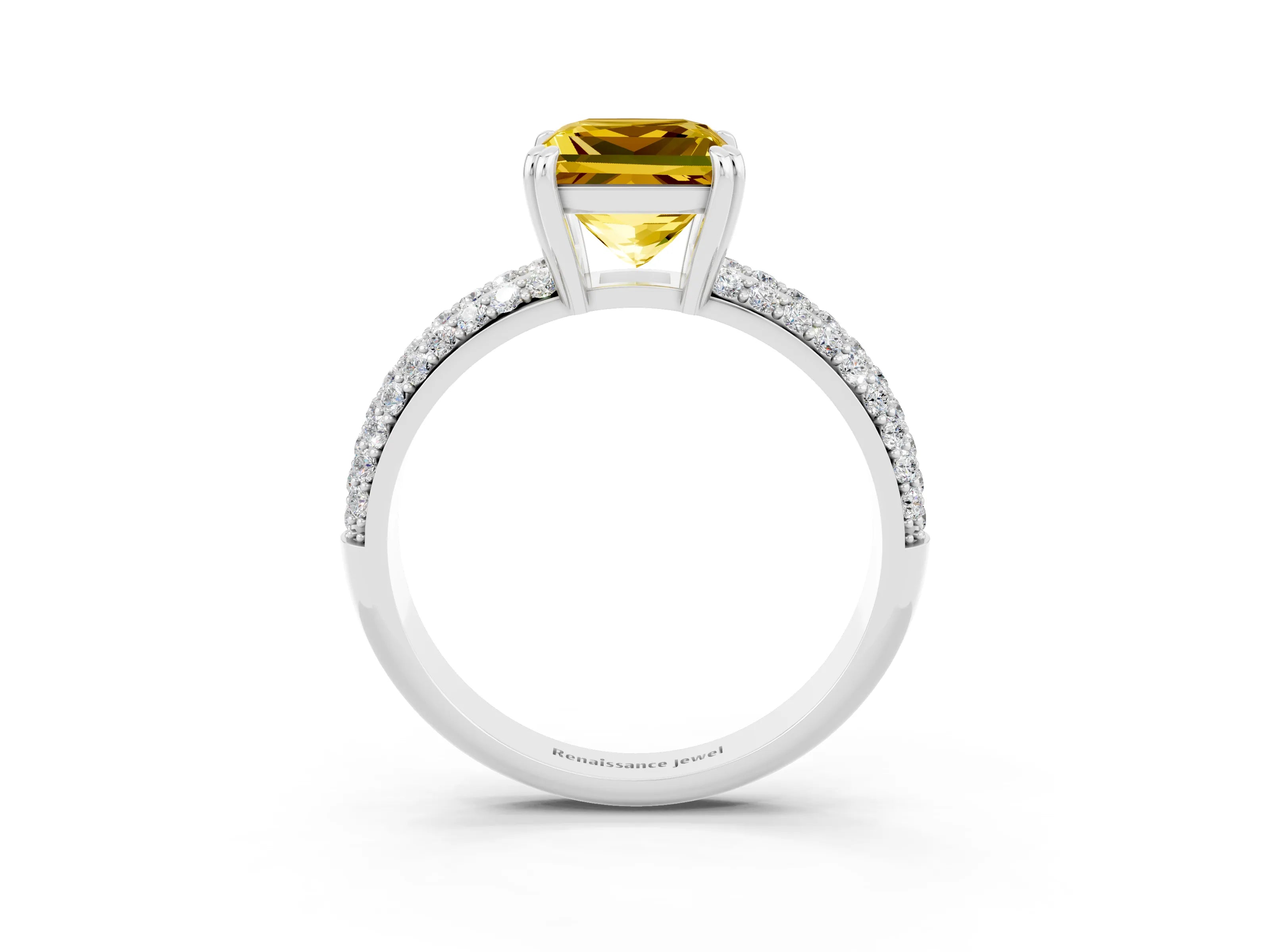 White gold Princess Cut Cut Diamond Milgrain Marquise Band with Prong Setting_3