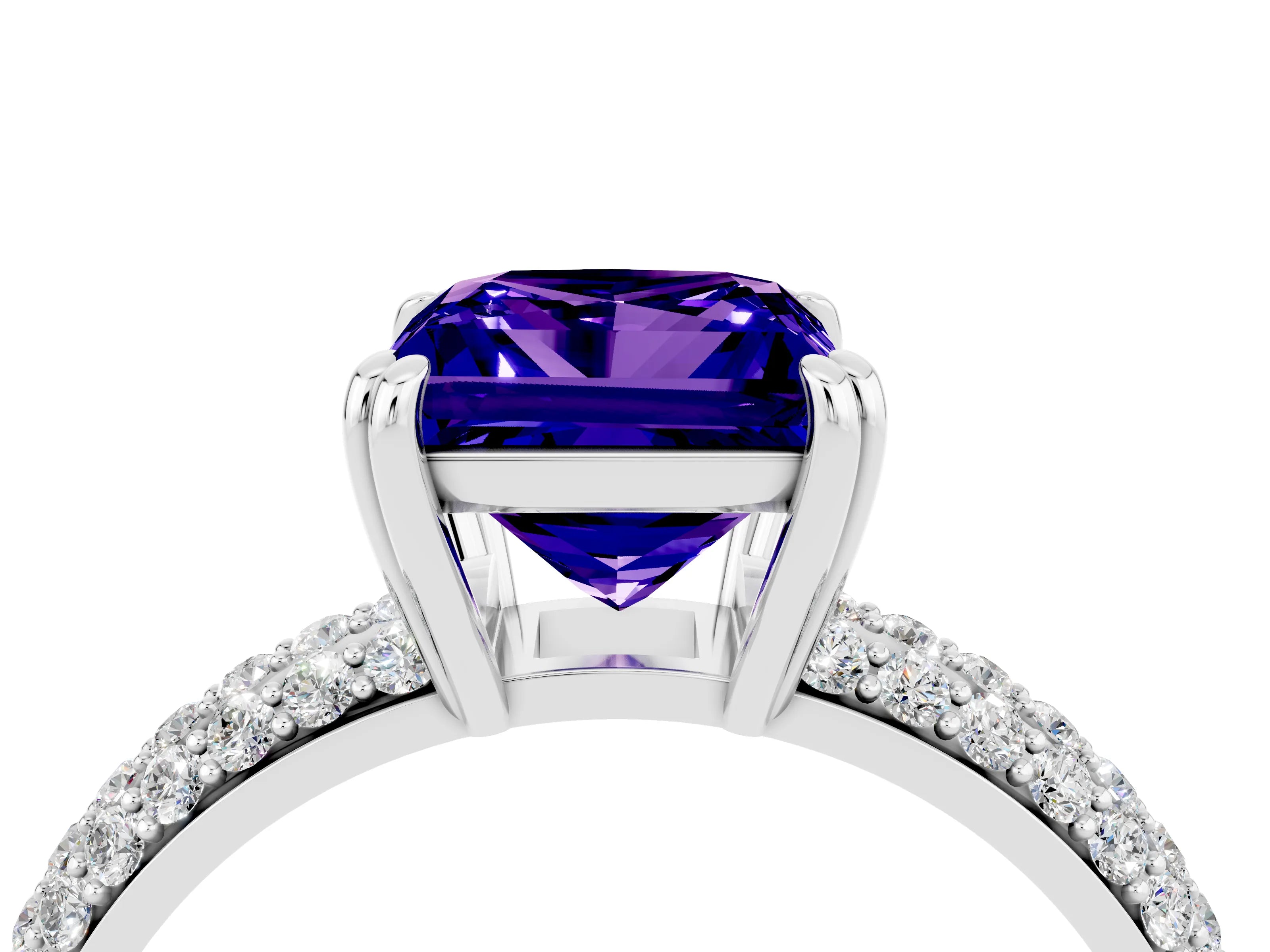 White gold Princess Cut Cut Diamond Milgrain Marquise Band with Prong Setting_4