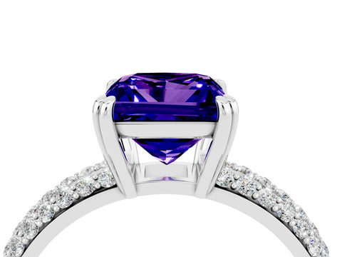 White gold Princess Cut Cut Diamond Milgrain Marquise Band with Prong Setting_4