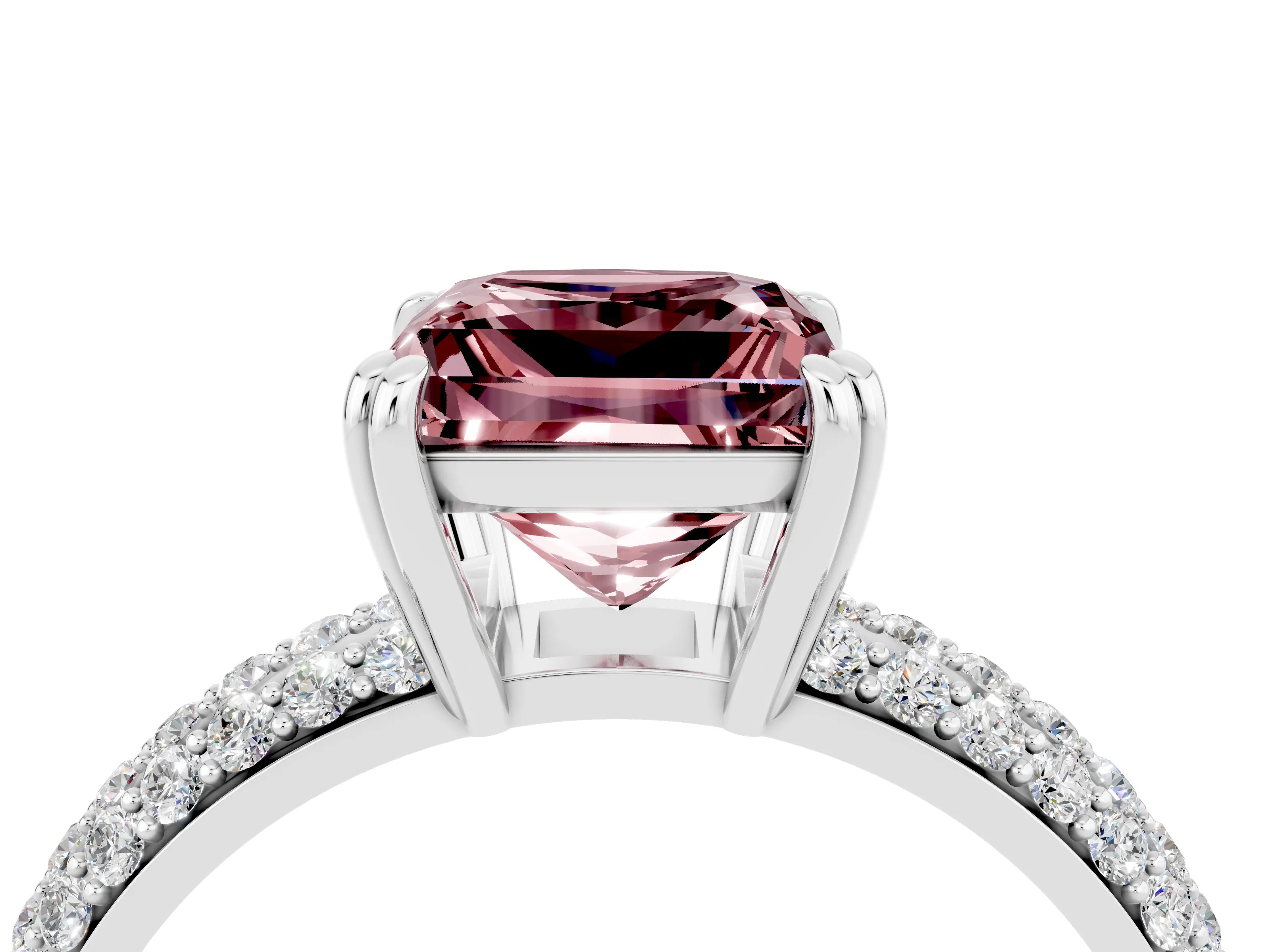 White gold Princess Cut Cut Diamond Milgrain Marquise Band with Prong Setting_4