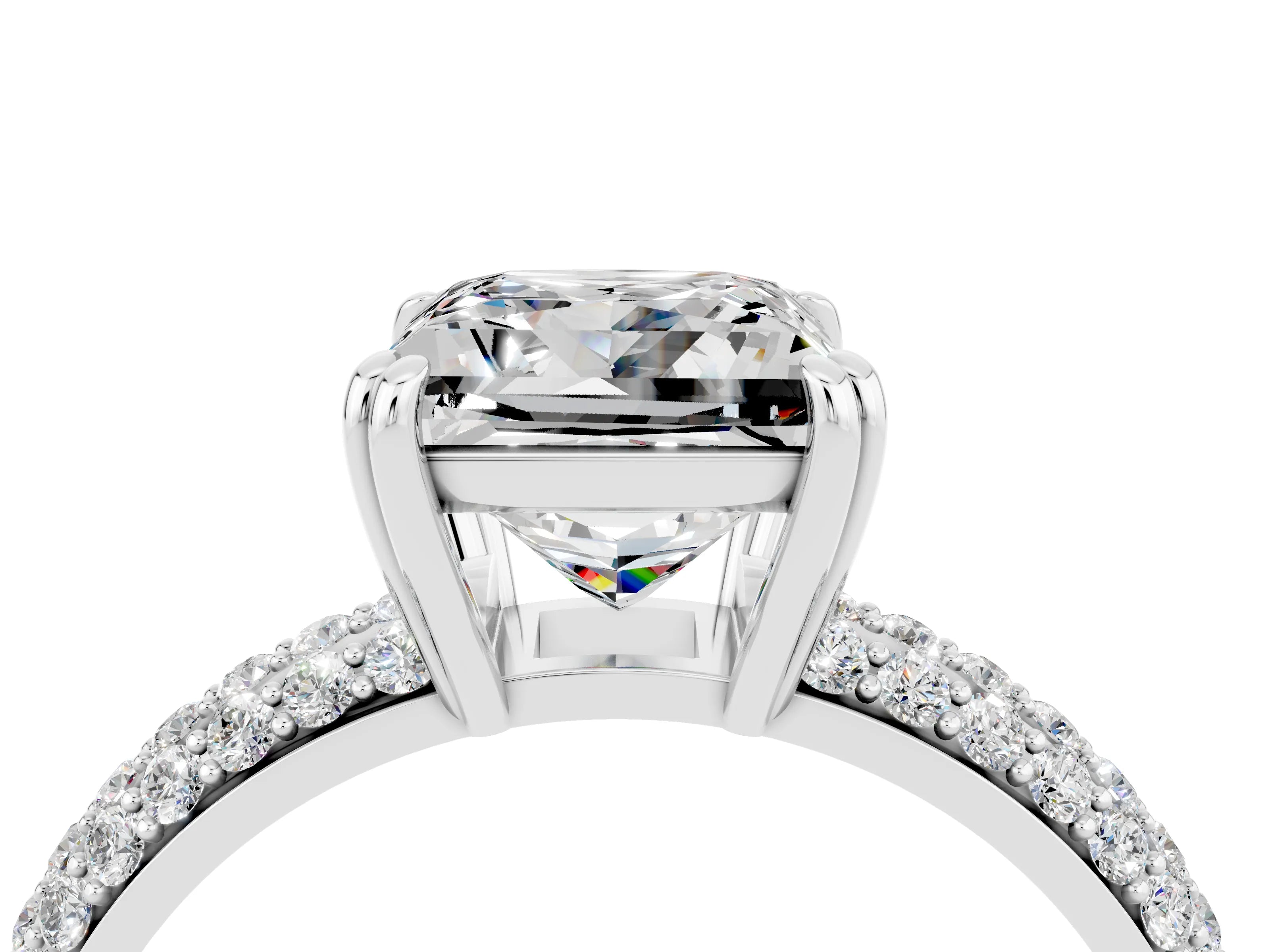White gold Princess Cut Cut Diamond Milgrain Marquise Band with Prong Setting_4