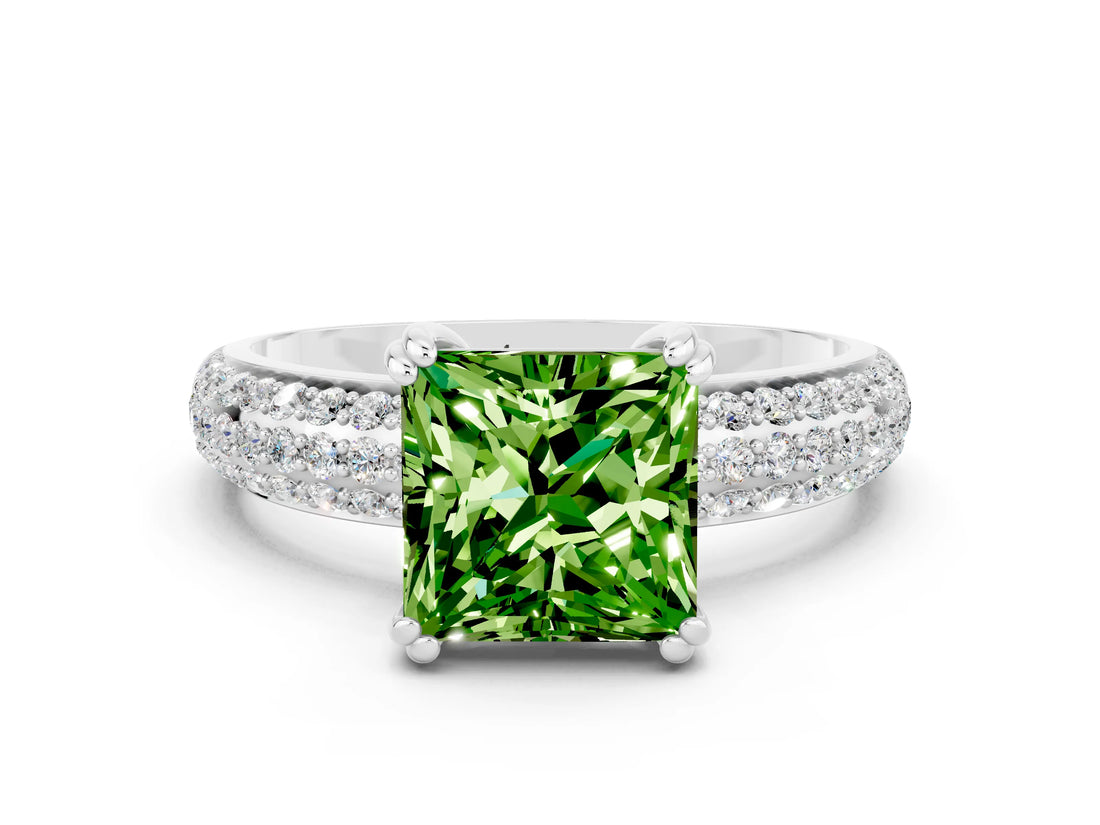 White gold Princess Cut Cut Diamond Milgrain Marquise Band with Prong Setting