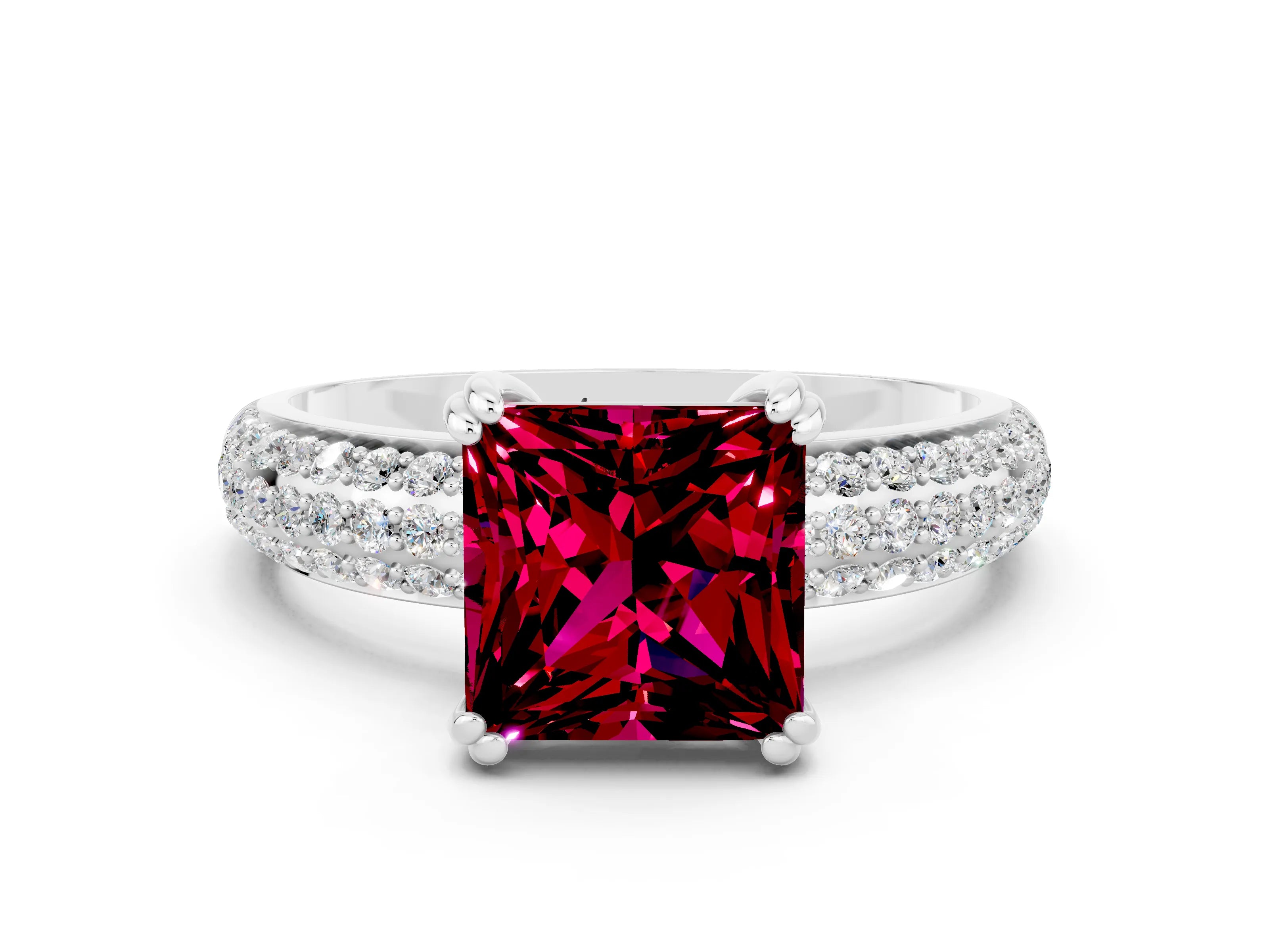 White gold Princess Cut Cut Diamond Milgrain Marquise Band with Prong Setting