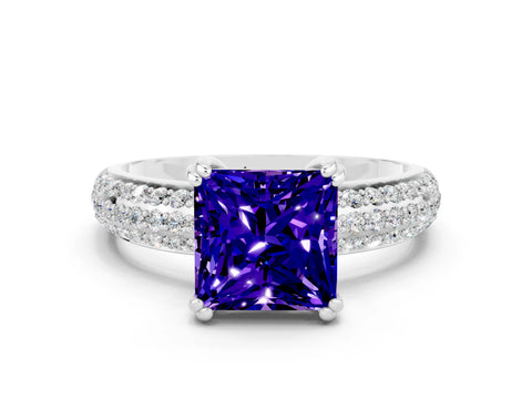 White gold Princess Cut Cut Diamond Milgrain Marquise Band with Prong Setting