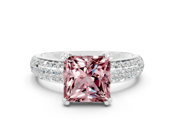 Silver Princess Cut Cut Diamond Milgrain Marquise Band with Prong Setting