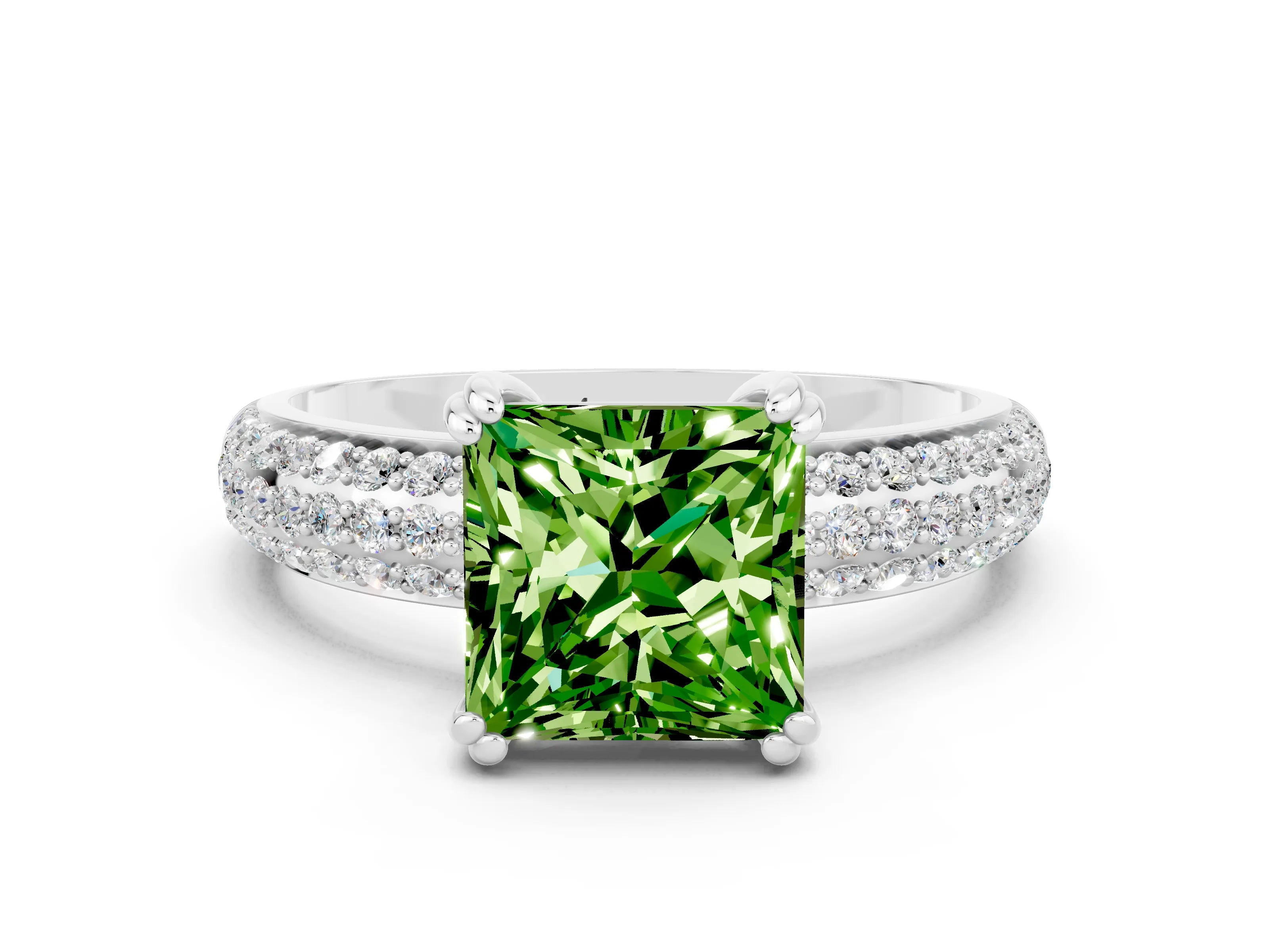White gold Princess Cut Cut Diamond Milgrain Marquise Band with Prong Setting