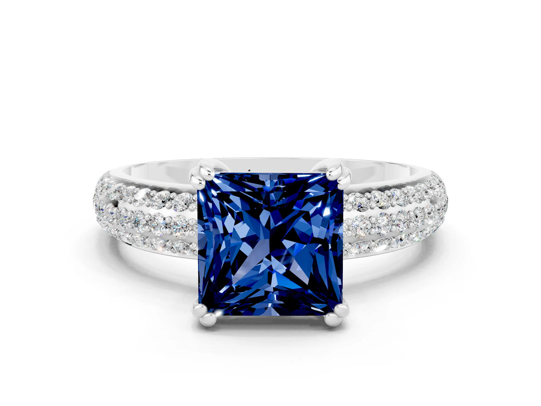 White gold Princess Cut Cut Diamond Milgrain Marquise Band with Prong Setting