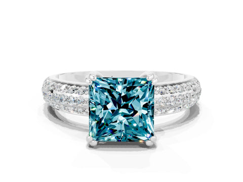 White gold Princess Cut Cut Diamond Milgrain Marquise Band with Prong Setting