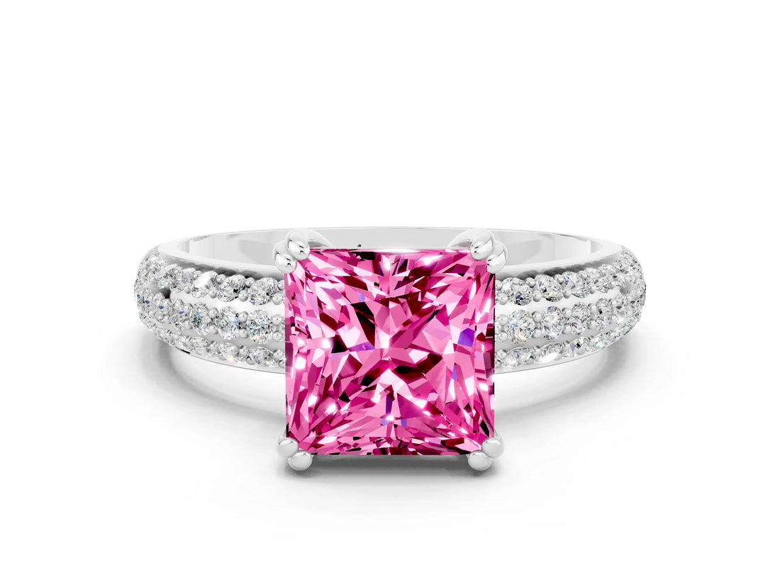 White gold Princess Cut Cut Diamond Milgrain Marquise Band with Prong Setting