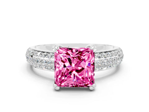 White gold Princess Cut Cut Diamond Milgrain Marquise Band with Prong Setting