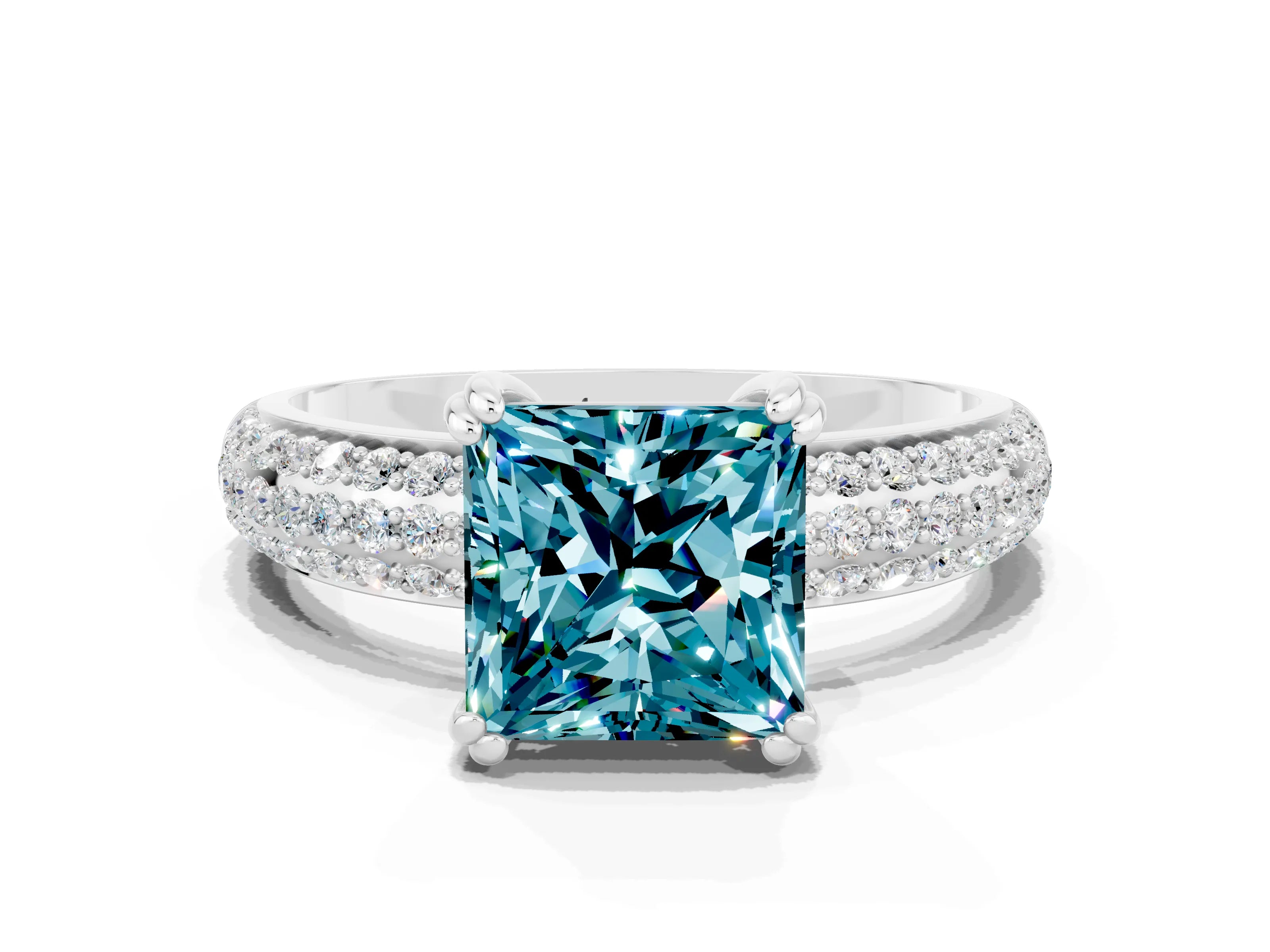 White gold Princess Cut Cut Diamond Milgrain Marquise Band with Prong Setting