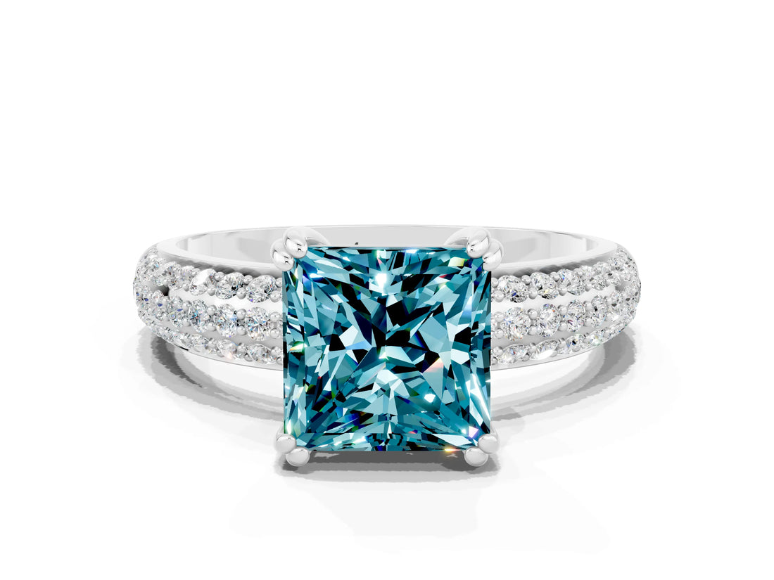 White gold Princess Cut Cut Diamond Milgrain Marquise Band with Prong Setting