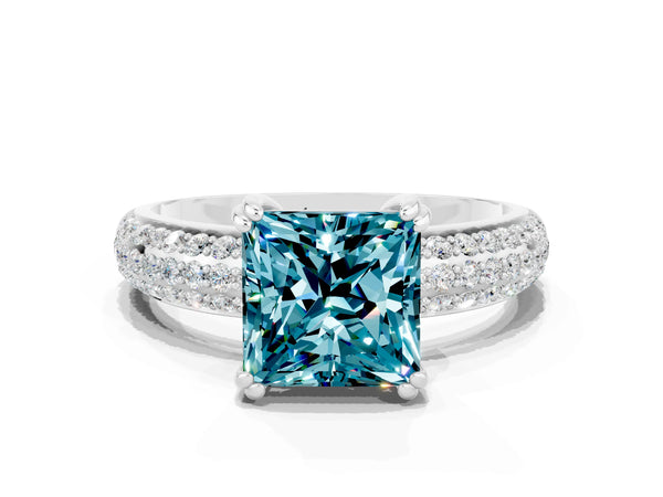 Silver Princess Cut Cut Diamond Milgrain Marquise Band with Prong Setting