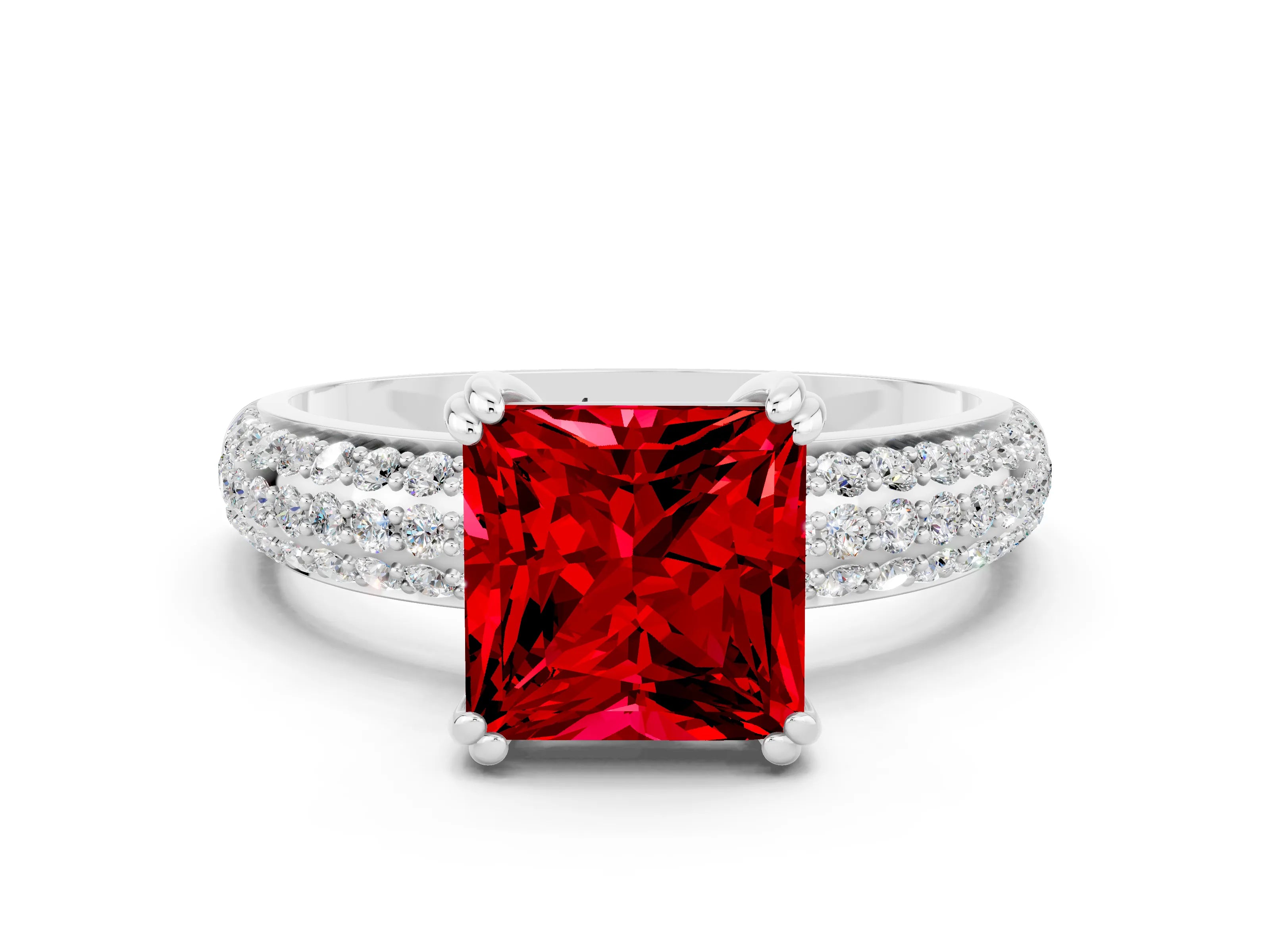 White gold Princess Cut Cut Diamond Milgrain Marquise Band with Prong Setting